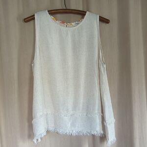 NWT Umgee Linen Blend Fray Hem Sleeveless Top